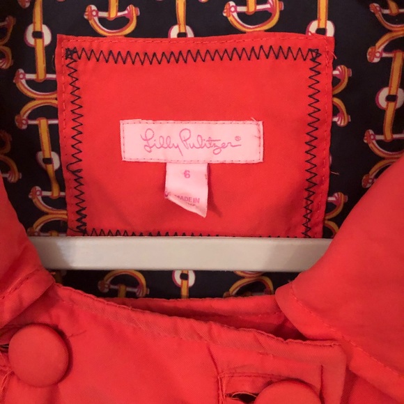 Lilly Pulitzer Coral Puffer Jacket Size 6 - Picture 3 of 4